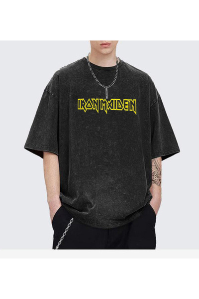 RİSE İron Maiden Yıkamalı OverSize Tshirt
