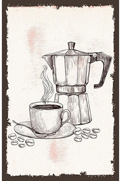 hediyeniburadabul Poster din lemn cu design ceai și cafea