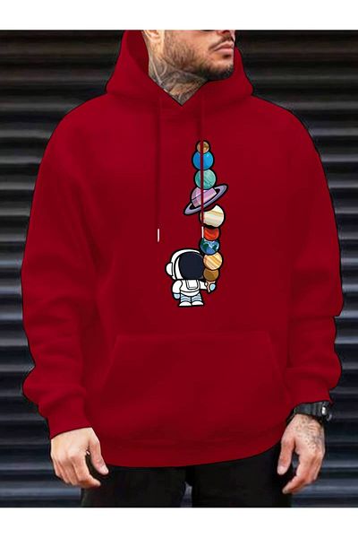 NoVibe Astronaut And Travelers Printed Unisex Oversize Winter Hoodie - 3 Thread 100% Cotton Hooded Sweatshirt