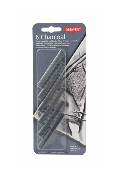 Derwent Compressed Charcoal Sıkıştırılmış Füzen 6'lı Bilister 35996