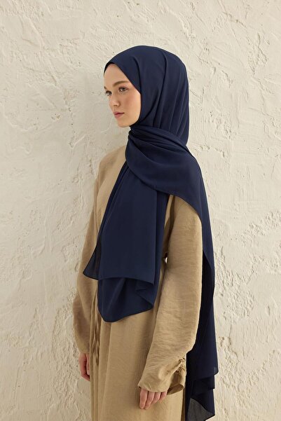 Qef Navy Blue Daily Crepe Shawl