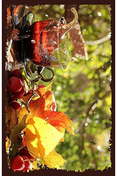 hediyeniburadabul Poster din lemn cu design ceai și cafea