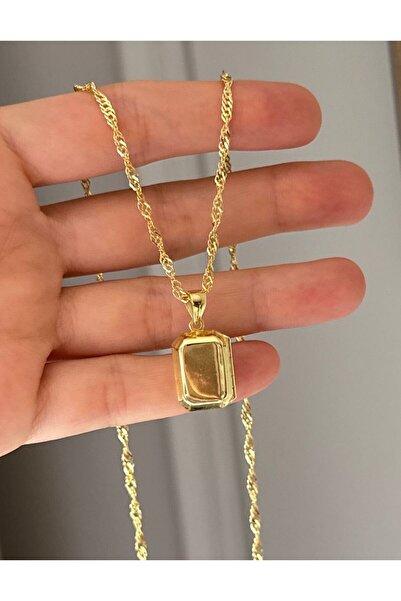 emy by emel luxury silver jewelry Altın Kaplama Singapur Zincirli Kapaklı Dik...