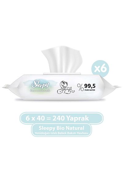 Sleepy Bio Natural Newborn Wet Baby Care Towel 6x40 (240 Sheets)