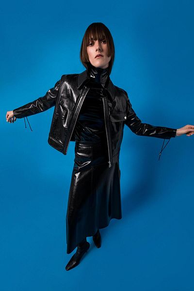 KAMEYA Lace-up Sleeve Leather Jacket - 24w50305