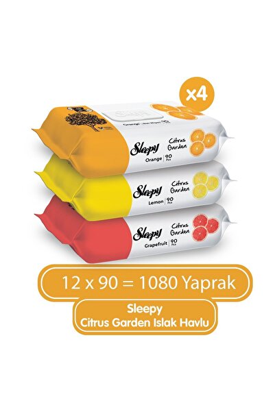 Sleepy Citrus Garden Islak Bebek Havlusu 12x90 (1080 YAPRAK)