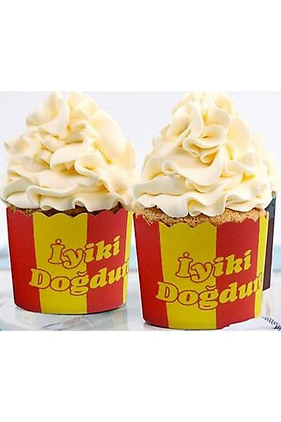 booddie Yellow Red Fan Model Cake Capsule Party Table Ornament Cupcake Cake Container 6 Pcs