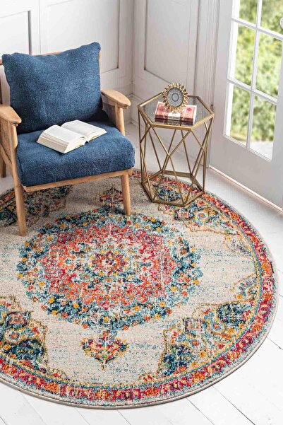 Angorahome Spring Koleksiyonu Dokuma Makine Halısı SP1002 Yuvarlak