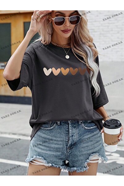 Adrift تي شيرت مطبوع عليه قلب كبير الحجم للجنسين