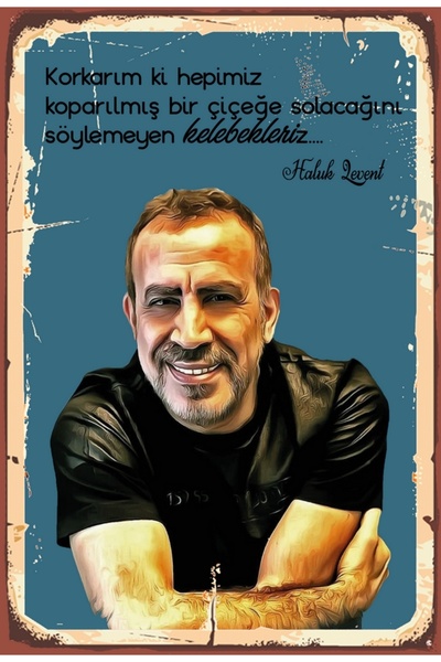hediyeniburadabul Αφίσα Haluk Levent Retro Vintage Ξύλινη Πίνακας Ζωγραφικής MDF