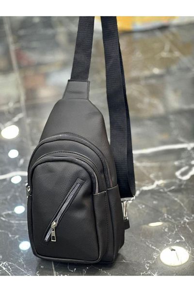 Dadacuq Geantă de umăr unisex din piele artificială cu trei compartimente 3962