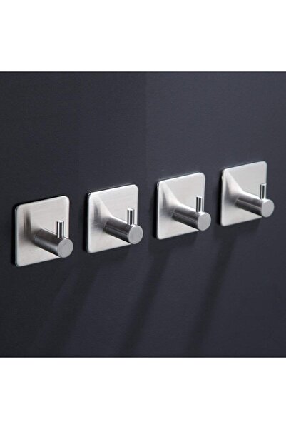 DELTAHOME Paslanmaz Çelik 4 Adet Yapışkanlı Havlu Askısı Set - Banyo Askısı -...