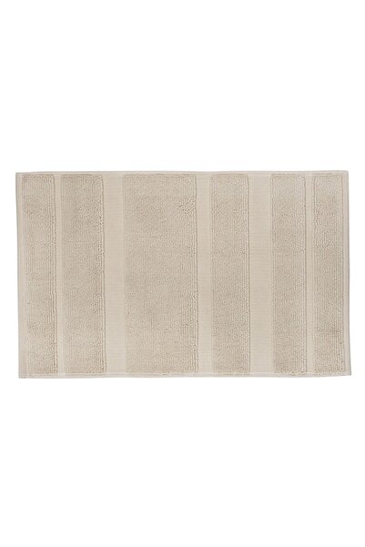 Gleam Atelier منشفة قدم قطنية سميكة مخططة بلون رملي مقاس 40*60 سم - 100% قطن