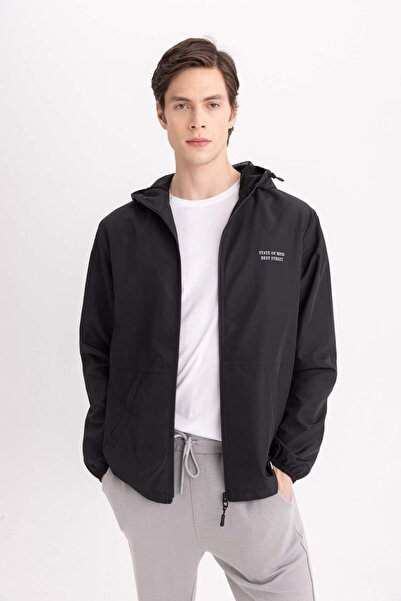 DeFacto Slim Fit Hooded Faux Fur Raincoat Coat