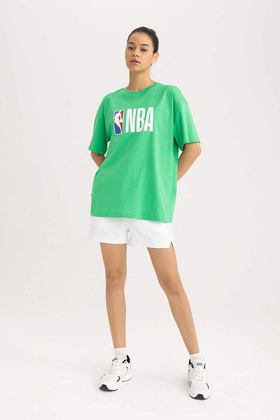 DeFacto Πλεκτό μπλουζάκι με κοντό μανίκι Fit Nba Oversize Fit Crew Neck