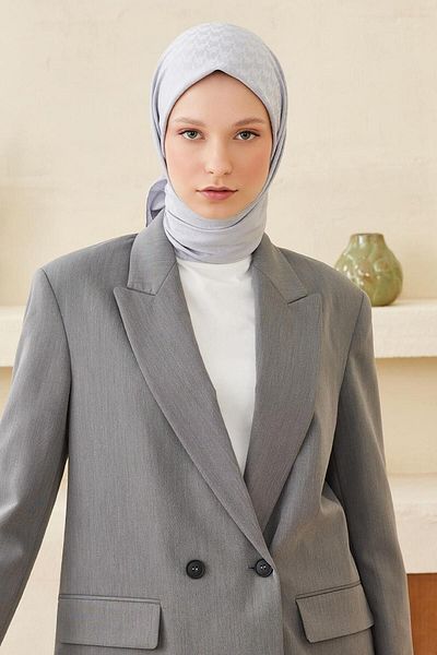 Qef Crowbar Pattern Modal Jacquard Scarf Silver
