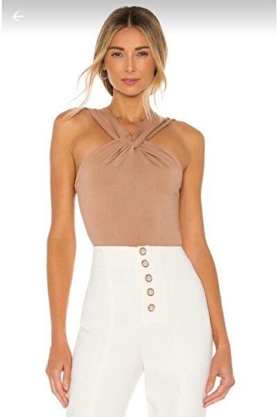 Nsb Tasarım Γυναικείο Μπεζ Χρώμα Μπροστινό λουράκι Λεπτομέρεια Μεταξωτό Ζέρσεϊ Φορμάκι