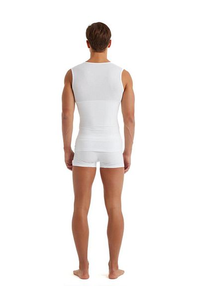 Blackspade White Corseted V-Neck Men's Tank Top - Zero Sleeve C8T0N2O9