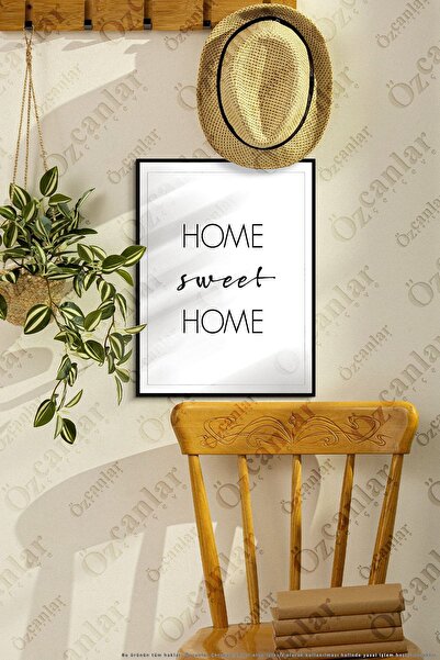 ÖZCANLAR ÇERÇEVE Home Sweet Home Temalı Çerçevesiz Çerçeve Görünümlü 1 Parça Mdf Duvar Tablo Tekli Mdf Tablo Set
