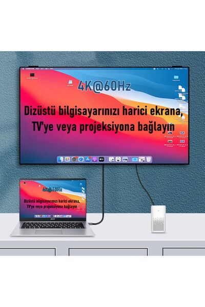 JEYI 1.8 Metre Usb Type-c (erkek) To Hdmı 4k60hz (erkek) Dönüştürücü Çevirici Adaptör