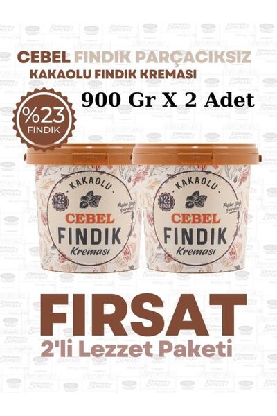 Cebel Kakaolu Fındık Kreması 900 gr (Kova) %23 Cebel Çikolata (900 Gr X 2 Adet)