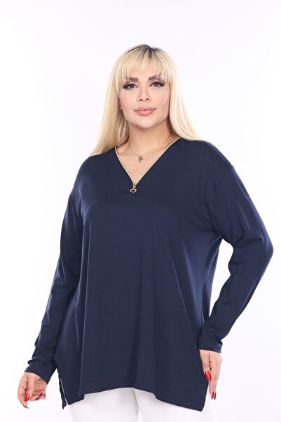 garajmood NAVY PLAVI KRAVAT SA ZAKLOPKOM I DUGIM RUKAVIMA U BOJI BLUSH