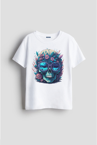 Darkia Unisex dečija majica - gotički punk stari stil, lubanja Sa deznom, pos...