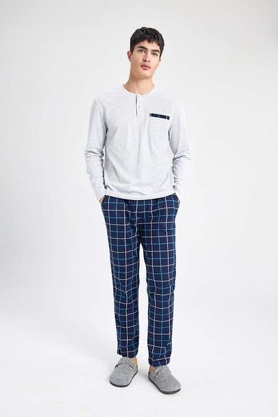 DeFacto Men's Regular Fit Long Sleeve Pajama Set St1262