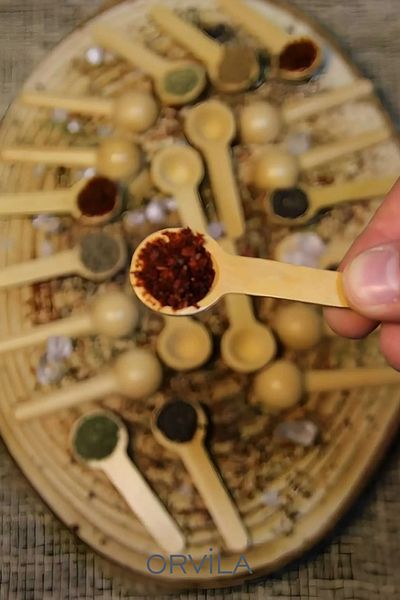 Orvila Set of 6 Wooden Small Scale Oval Spice Spoons