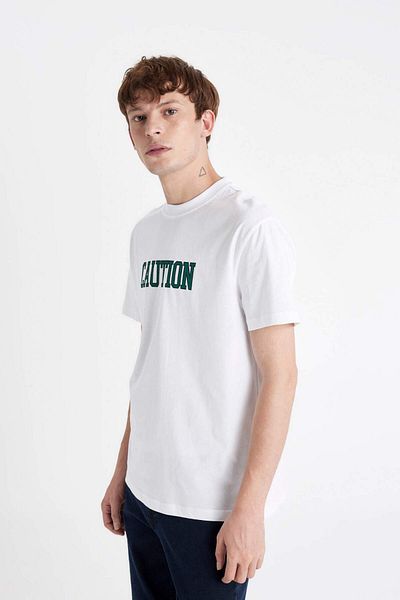DeFacto Regular Fit Crew Neck Printed Short Sleeve 100% Cotton T-shirt A2634ax23sm