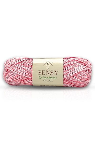 SENSY Premium Softee Raffia - Soft Marbled, Multicolored Paper Hand Knitting Yarn, Pink Batik