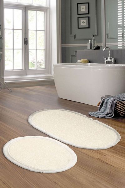 Alanur Home 2-Piece Toilet - Violet Seersucker Fringed, Cream Color