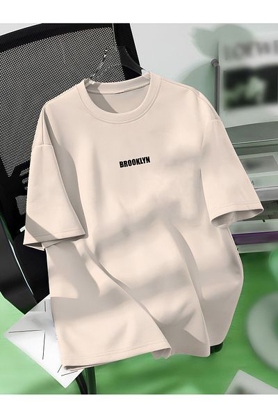 Revasser BROOKLYN Πολύχρωμο Unisex Oversize βαμβακερό μπλουζάκι - Crew Neck