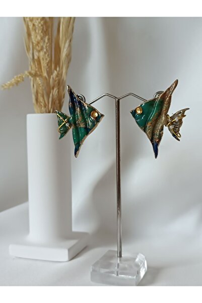 La fee aksesuar أقراط من الفولاذ بتصميم سمكة - أقراط من طين البوليمر الملاك