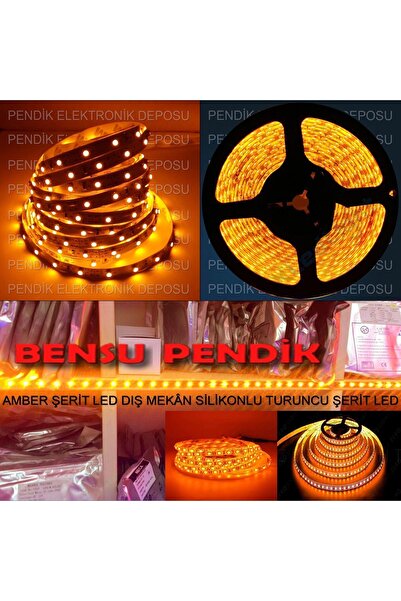 Genel Markalar 1mt Amber Şerit Led Dış Mekan 1mt Silikonlu Amber Şerit Led 1m...