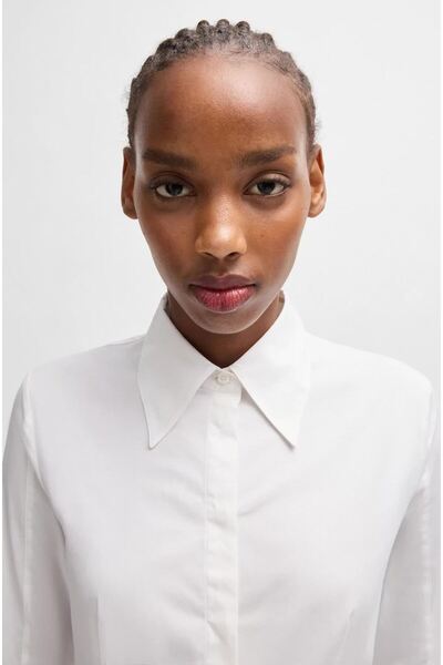 HUGO White Cotton Long Sleeve Shirt - Button Detail 50527593 -100