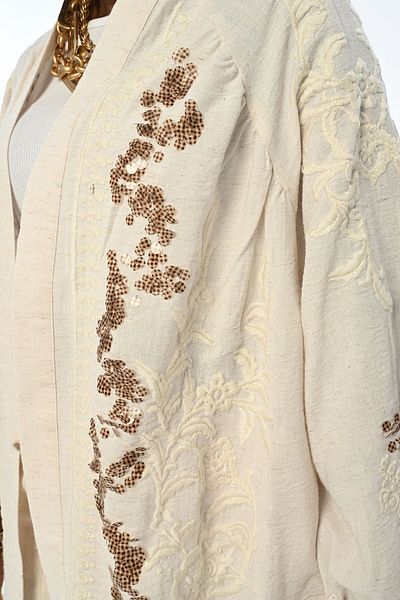 Orfeo Negro WOMEN'S FRONT AND ARM PAYET EMBROIDERED KIMONO JACKET