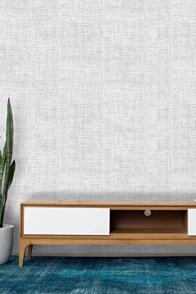 Bien Duvar Kağıtları Bien Exclusive Serisi 5343 Gri Sade Hasır Görünümlü Dokulu 9520 Duvar Kağıdı 5,30 M²