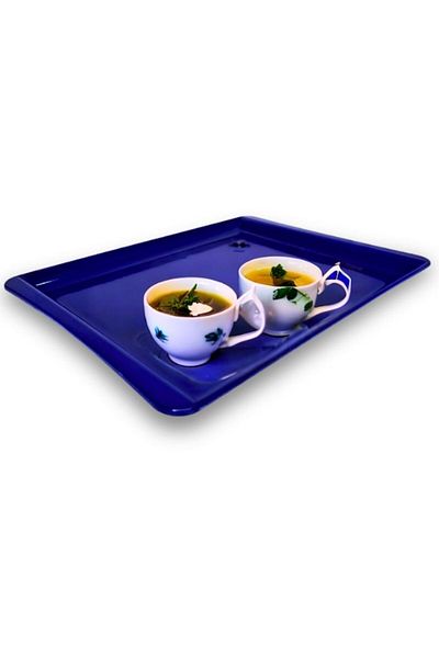 butik içki Navy Blue Melamine Tray and Presentation Plate - Useful Combination