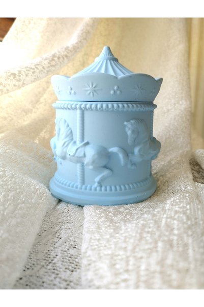 stone powder decorative Decorative concrete carousel box organizer with lid.