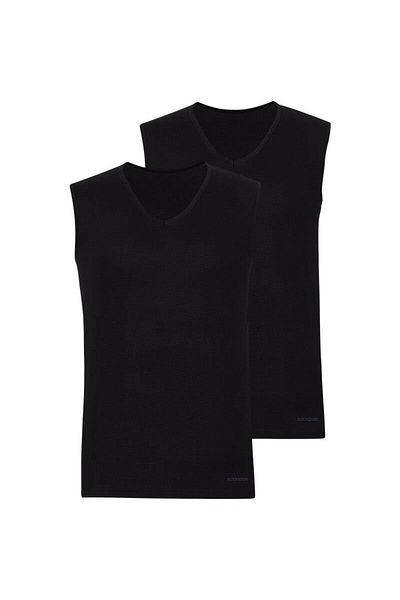 Blackspade V-Neck Black Loose Fit Undershirt - 2-Piece, Zero Sleeve C7T2N2O9