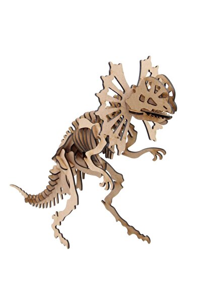 Mavi Doku Dinozor Serisi, Ceratopsier, 3D Ahşap Puzzle Maketi