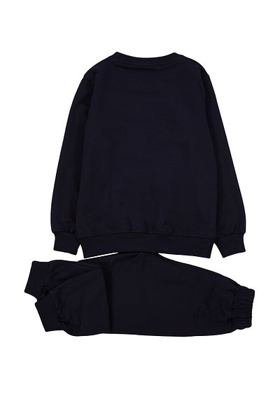 TRENDYOLKIDS Boy's Navy Blue*002 Seasonal Thin Slogan Patterned Knitted Suit - Tkdaw25au00029