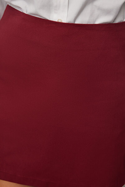 Trendyol Collection Magas derekú, sötét bordó A-vonalú miniszoknya - TWOSS22ET0136