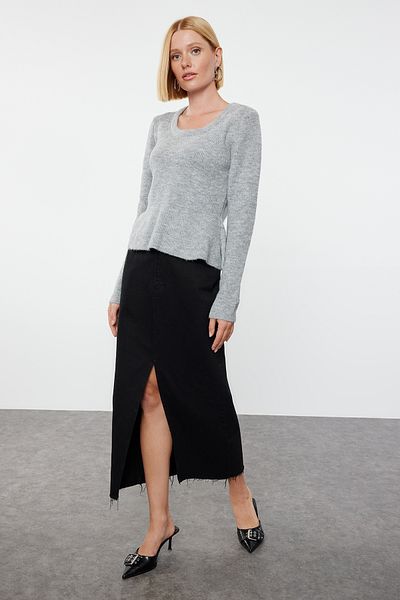 Trendyol Collection Soft Textured Dark Gray Knitwear Sweater - Twoaw25Kz00027