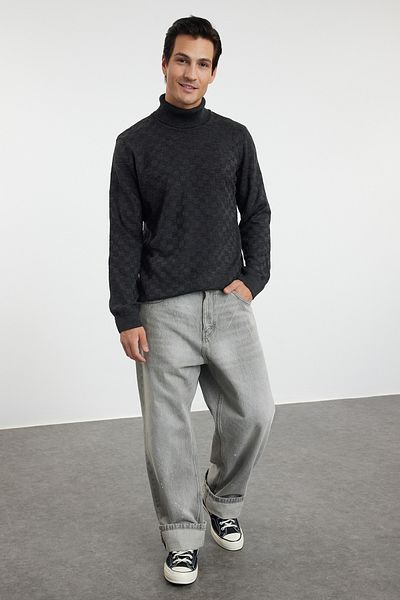 Trendyol Collection Anthrazitfarbener Herren-Strickpullover mit Rollkragenpullover TMNAW20VK0004