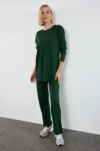 Trendyol Collection Dark Green Knitwear Set - Lower & Upper Set Twoaw23Au00244