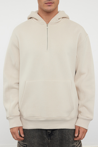 Trendyol Collection Oversize Zippered Hooded Fleece Sweatshirt - Tmnaw25Sw00050