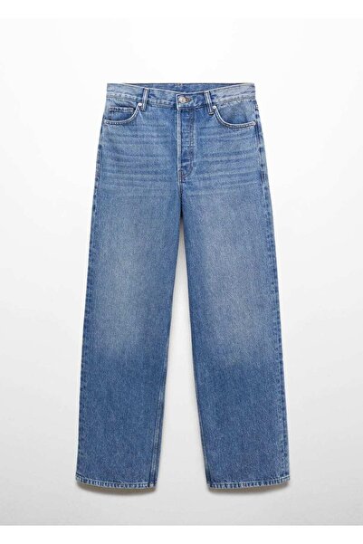 MANGO Woman Középső derekú széles szárú Jean nadrág