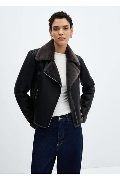 MANGO Woman Jacke mit Kunstpelzfutter